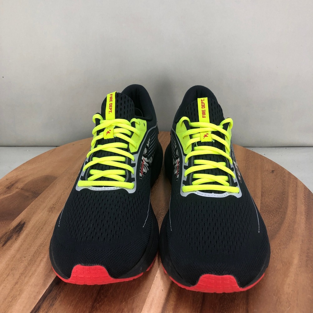 Brooks Trace 2 Fire Dept Black Neon Yellow Running Shoes 1103881D011 Men Size 12 - Picture 2 of 8